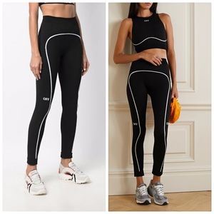 Off-White Rib-Knit Stamp Logo Leggings